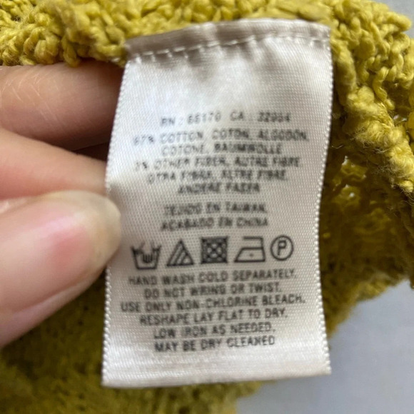 Anthropologie Yellow Bird Peaked Pointelle V-Neck knit  Sweater Sz S - Picture 9 of 13